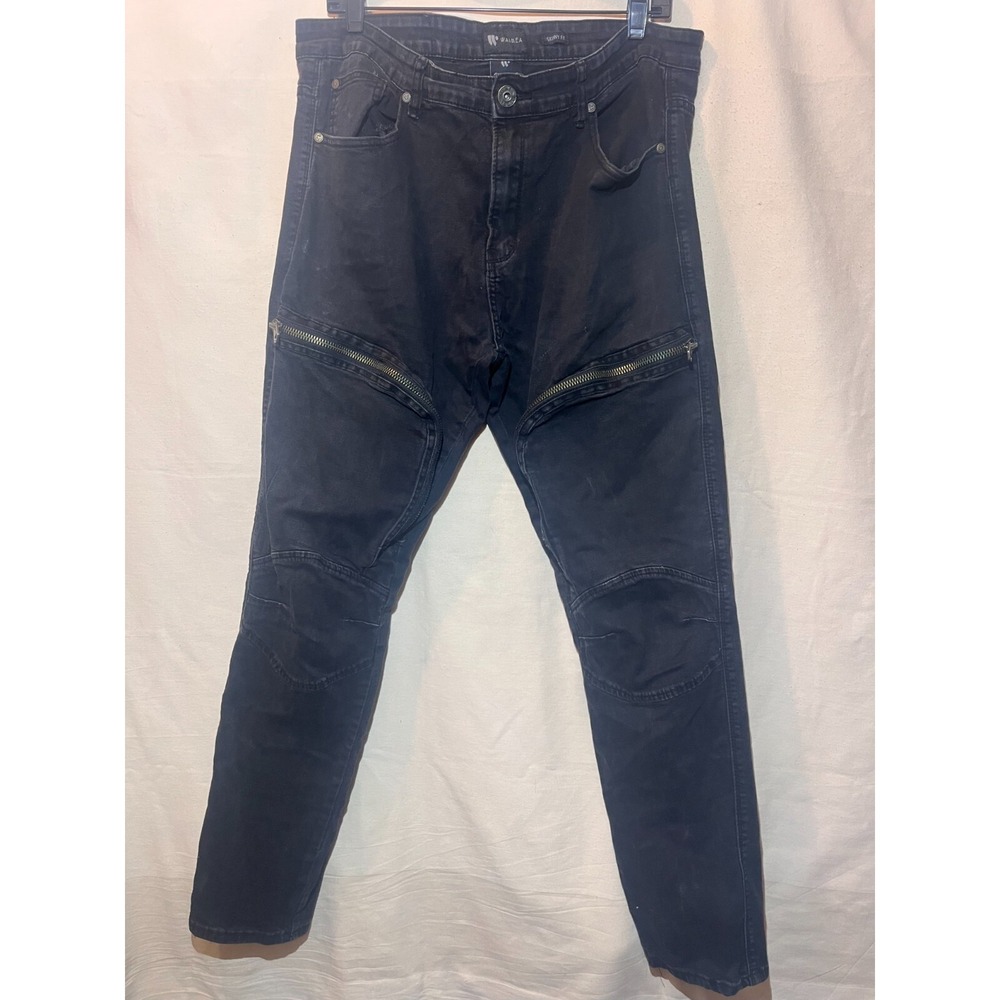 WAIMEA Skinny Fit Jeans Black Wash Mens Size 36x32 Pockets Denim Jeans A95